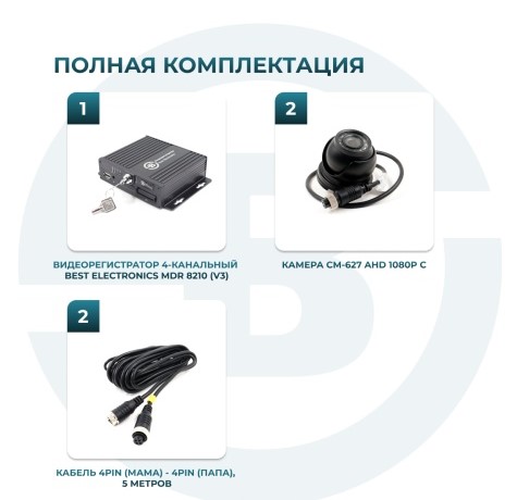 Комплект видеонаблюдения для перевозки опасных грузов Best Electronics 8210 V3 (SD) на 2 камеры